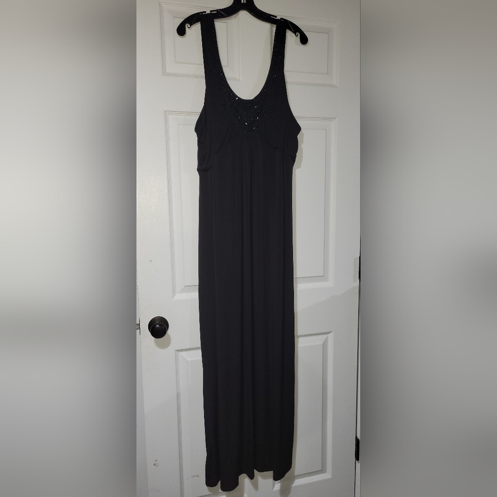 #19 NWT Jaclyn Smith  2X Dress Maxi  Dress Beaded Neckline Cruise Wear